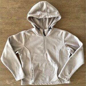 The North Face 1/4 Zip Hooded Fleece Warm & Soft Pullover-Beige-Women's Size Med